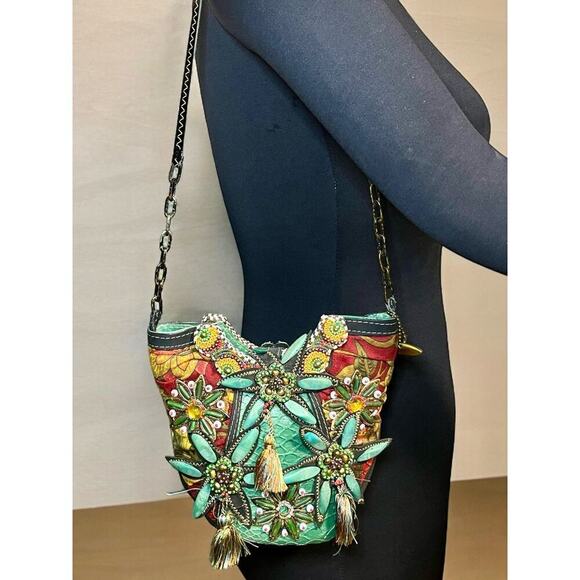 Vintage Mary Frances Beaded Floral Bucket Bag - Picture 1 of 12